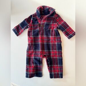 Janie & Jack Baby Plaid Shawl Collar One Piece